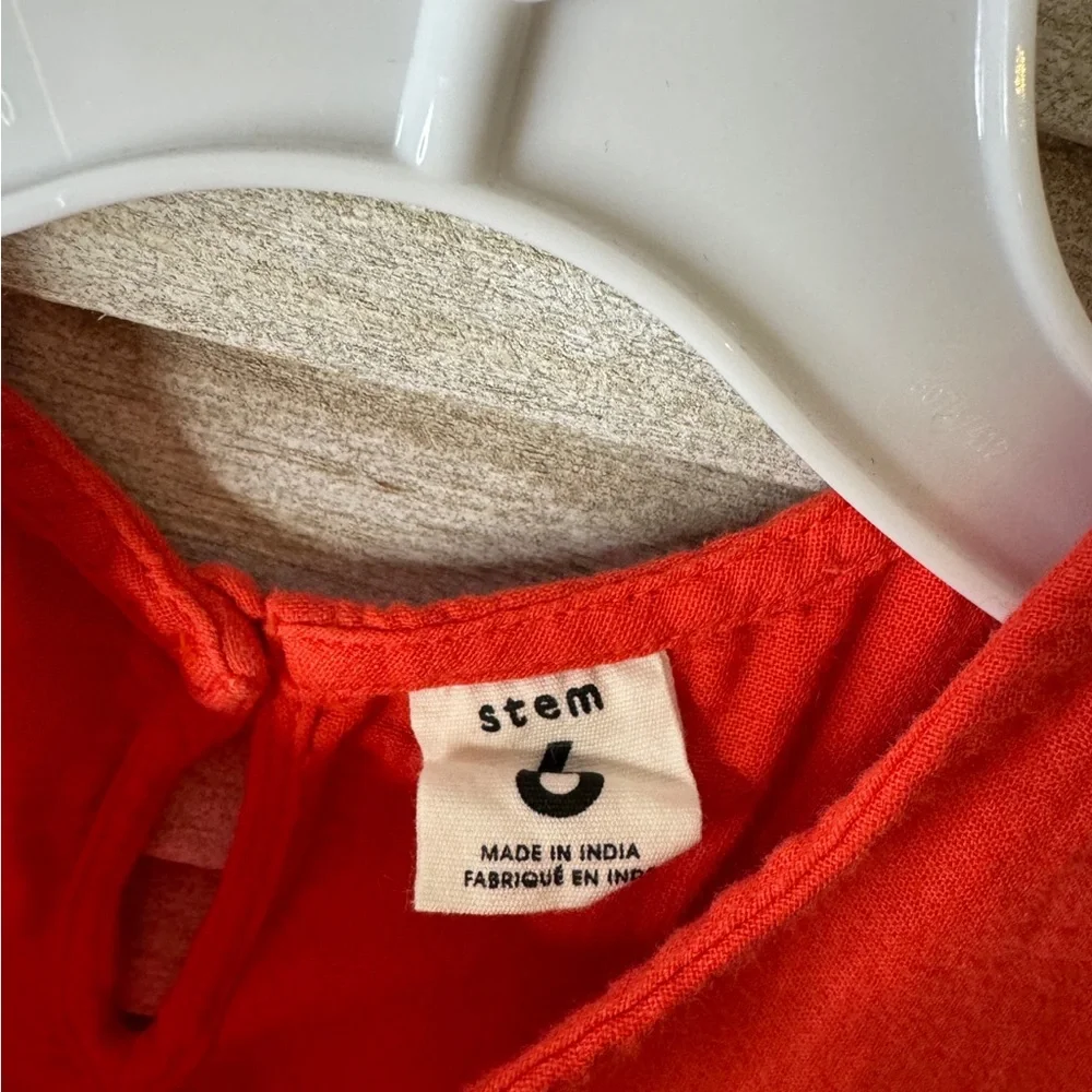 STEM Girls Burnt Orange Tiered Dress Size 6 Elevated Basic Cotton Casual